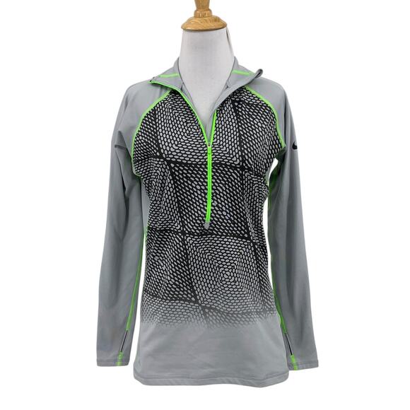 Nike Pro Sweatshirt Womens L Large Multi Half Zip Fleece Running Thumbholes Top - Picture 1 of 13